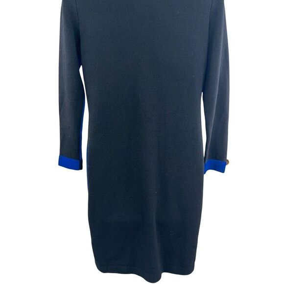 St.John Marie Gray Santana Knit Dress Colorblock Blue Black Button Down Size 2 * - Picture 8 of 16